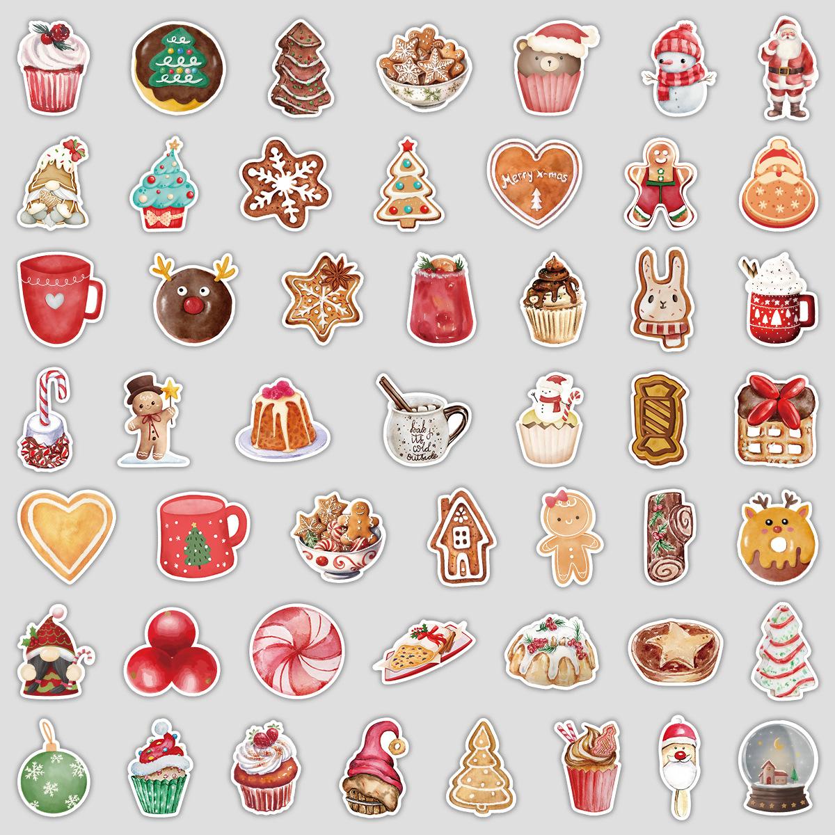 

50 Christmas Food Graffiti Stickers Water Cup Suitcase Waterproof Decorative Stickers Creative Holiday Stickers