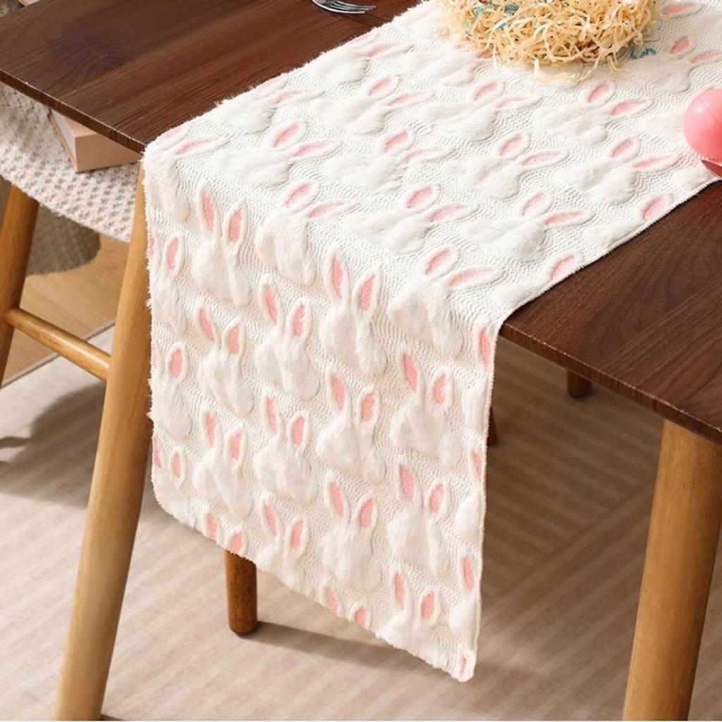 Winter Table Runner Rabbit Pattern Soft Seasonal Autumn Kitchen Dining Table Runner Table Decoration for Home Party Decor