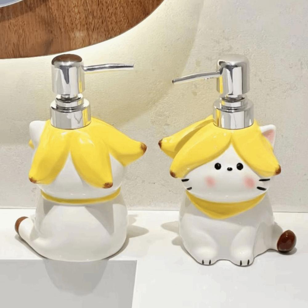 370ml Ceramic Soap Dispenser Banana Cat Shape Hand Sanitizer Bottle  Laundry Room