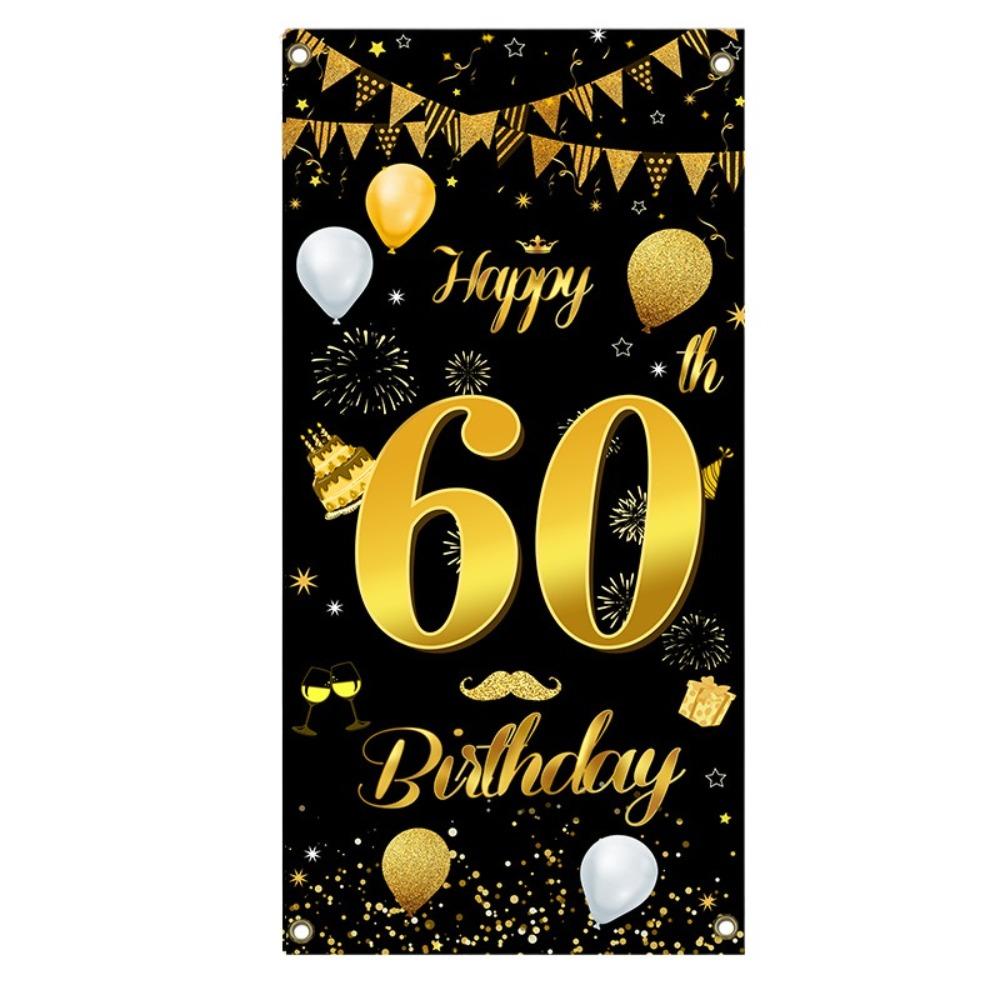 

Gold Black Birthday Party Hanging Banner 18 Years Old Background Banner Home Decorations 60years old