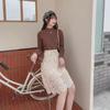 2023 Autumn Gentle Style Lace Shirt & Midi Skirt Set for Women