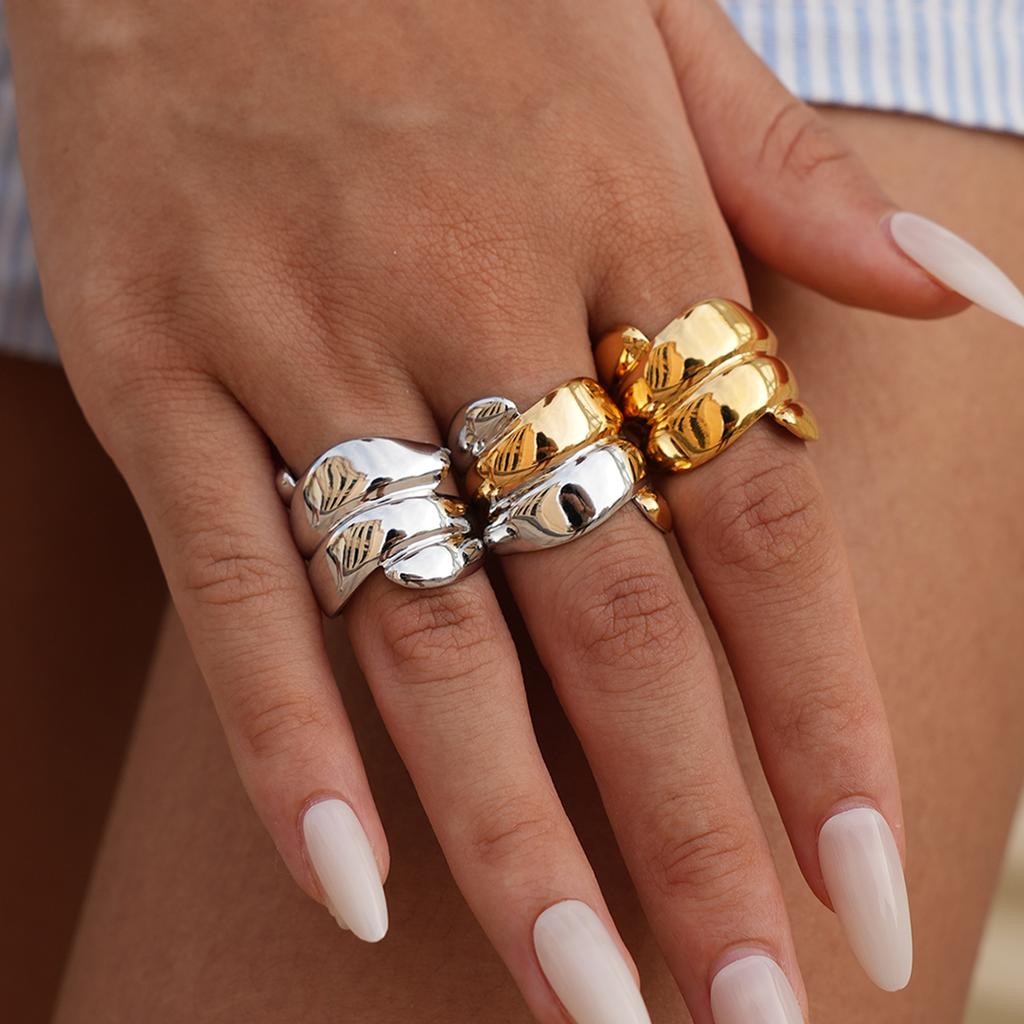 Vintage Irregular Rings Set Geometric Metal Gold Silver Color Open Ring for Girls Women Men Goth Punk Couple Jewelry