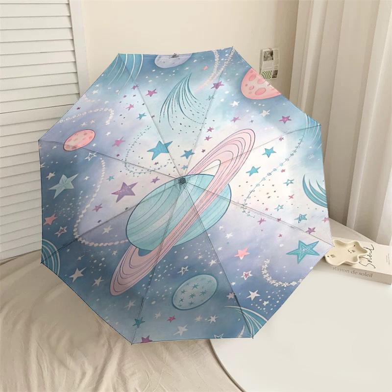 

1PC Space planets Umbrella-8-Rib Reinforced Portable Folding Travel Suitable for All Seasons Outdoor Daily Use-Z0485