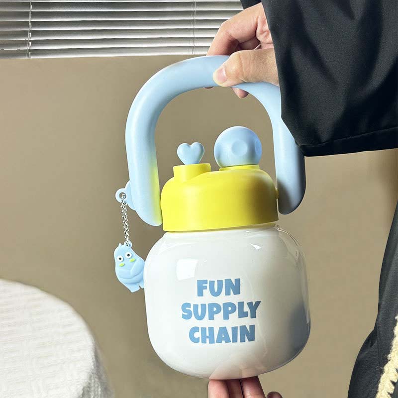 800Ml Big Belly Plastic Water Bottles With Handle Tea Filter Double Drink Kettle Cute Girls Juice Milk Bubble Coffee Sippy Cup