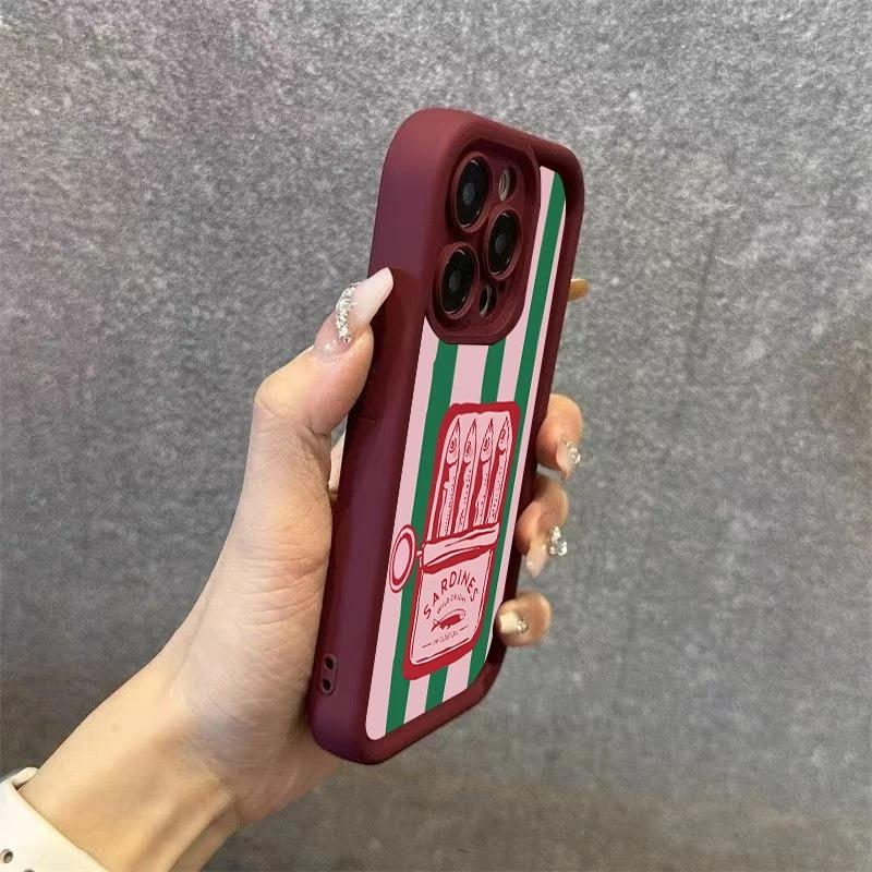 Lustige Sardinendose Retro Gestreifte Handyhülle für iPhone 17 AIR 16E 15 14 13 12 11 PRO MAX MINI XR XSMAX 7 8 PLUS Y2K Weiche Hülle