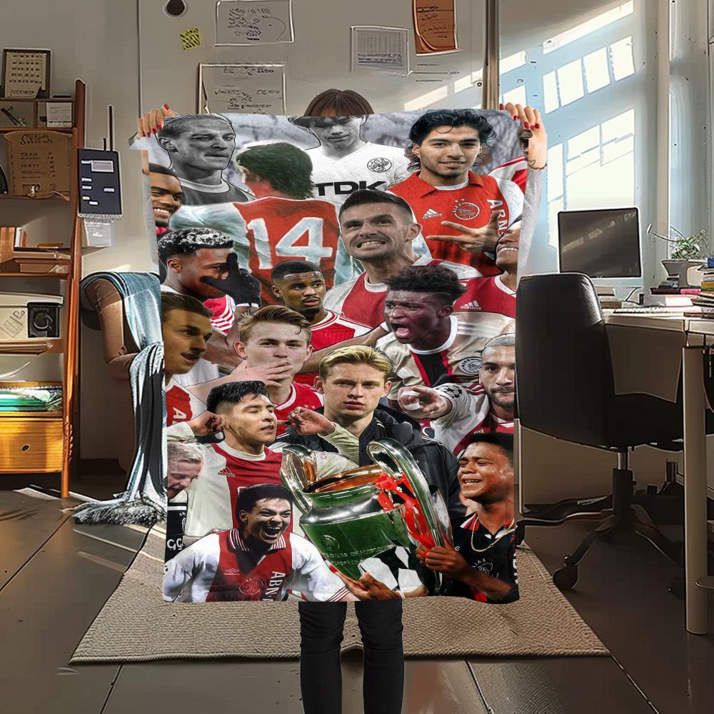 AFC Ajax Logo Print Flanelldecke, Hohe Qualität, Bequem für alle Jahreszeiten, Heimdekoration, Wärme und Komfort