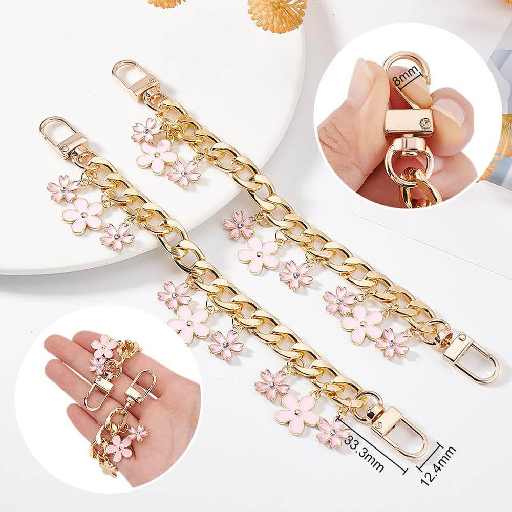 HOT Cherry Blossom Bag Pendant Chain Bow Heart Enamel Phone Charm Bag Chain Bag Extension Strap Crossbody Bag Accessories