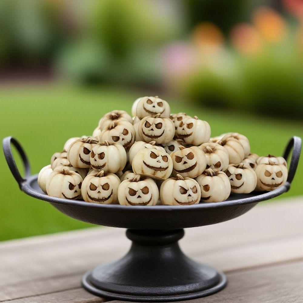 20pcs Resin Halloween Pumpkin Decoration Scary Funny Mini Fake Simulation Pumpkin Reusable Creative Halloween Ornaments