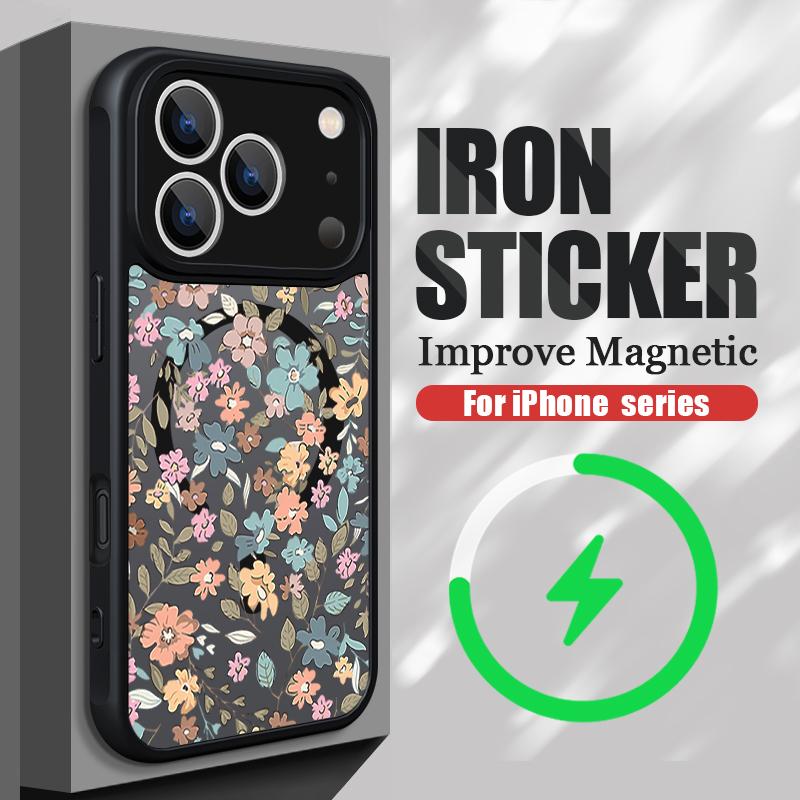 Vintage Floral Pattern Case For iPhone 17 Pro Max Funda iPhone 16 15 14 13 Pro Max Rugged Bumper Magnetic For Magsafe Shockproof Cover