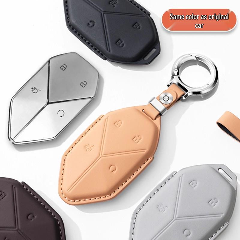 Leopard Titanium 7/3 Denza B8 Car Key Case with Hanging Buckle