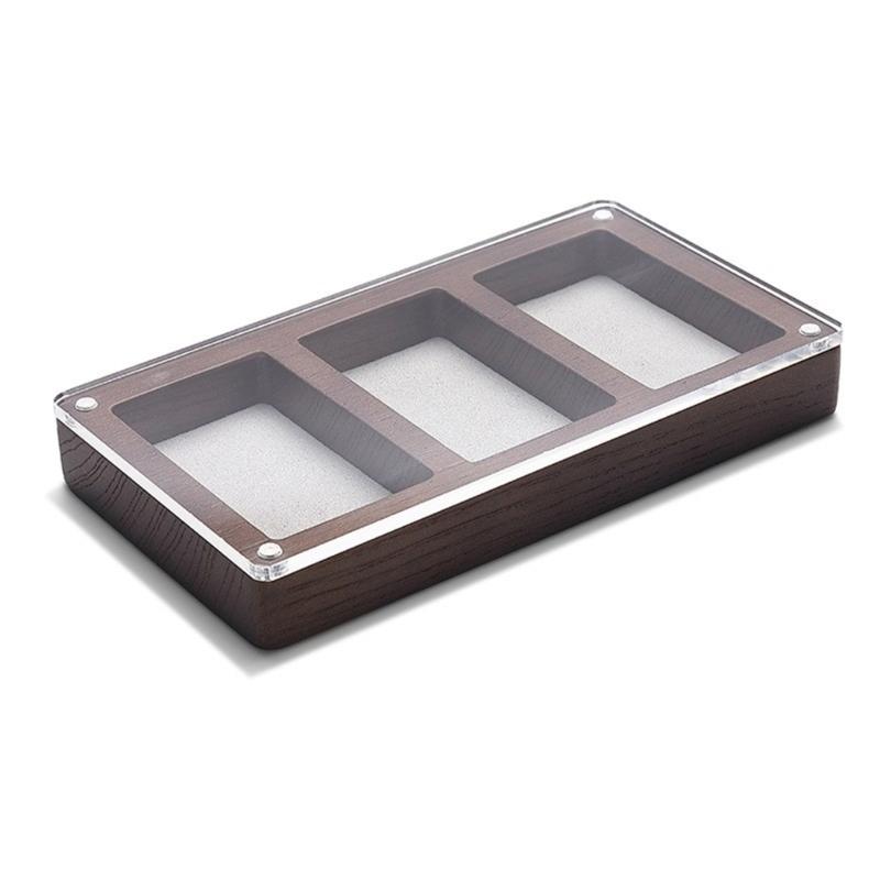 Fashionable Sturdy Wood Jewelry Display Case with Clear Acrylics Lid Portable for Elegant Storage Home Organization