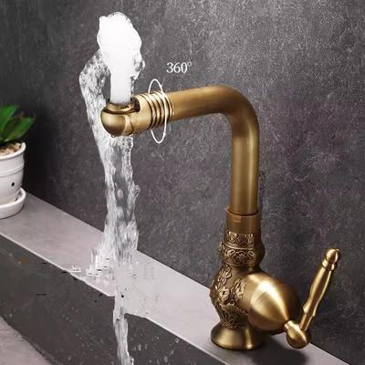 Rubinetto da Bagno Antico Intagliato Rubinetto per Lavabo in Ottone Rubinetto per Lavabo Bagno Montaggio a Ponte Rubinetto per Lavandino Miscelatore Rubinetto Acqua
