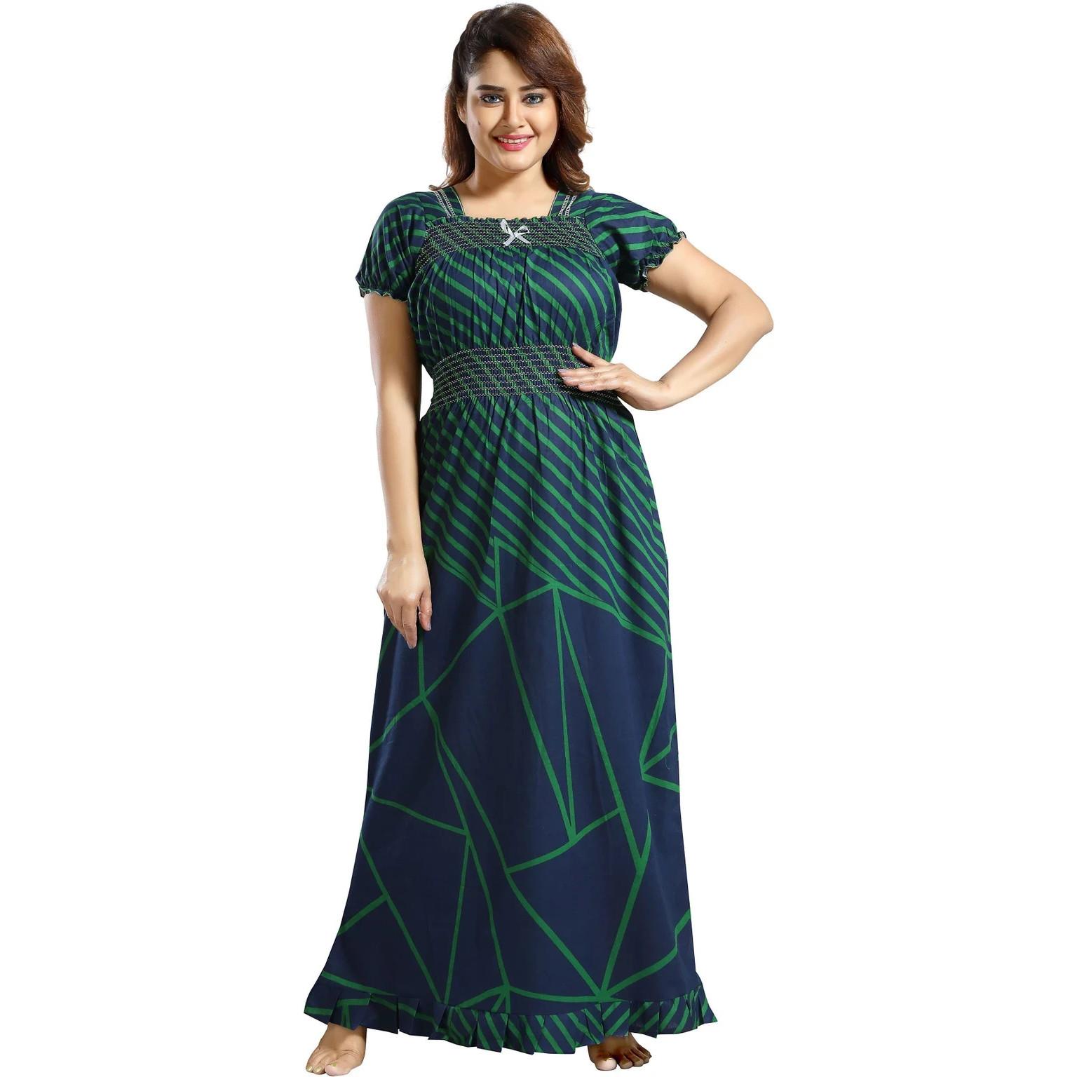 

Women Summer Cotton Breathable Nighty Indian Beautiful Casual Wear Maxi Gown Free