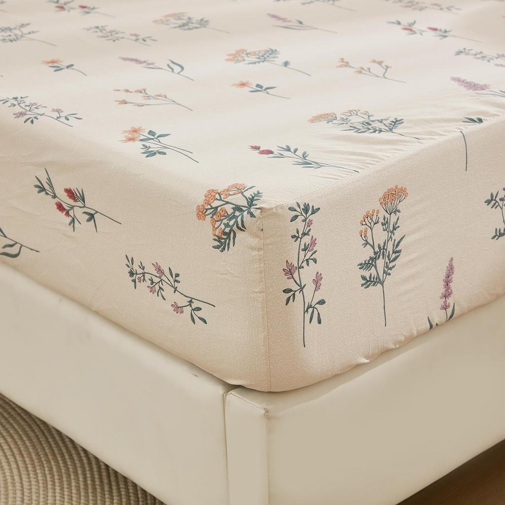 Simple And Fresh Flower And Plant Pattern Bed Hat Three-Piece Digital Printing Bedding Set Children And Adults