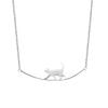 925 Silver Minimalist Cute Cat Pendant Clavicle Necklace for Women