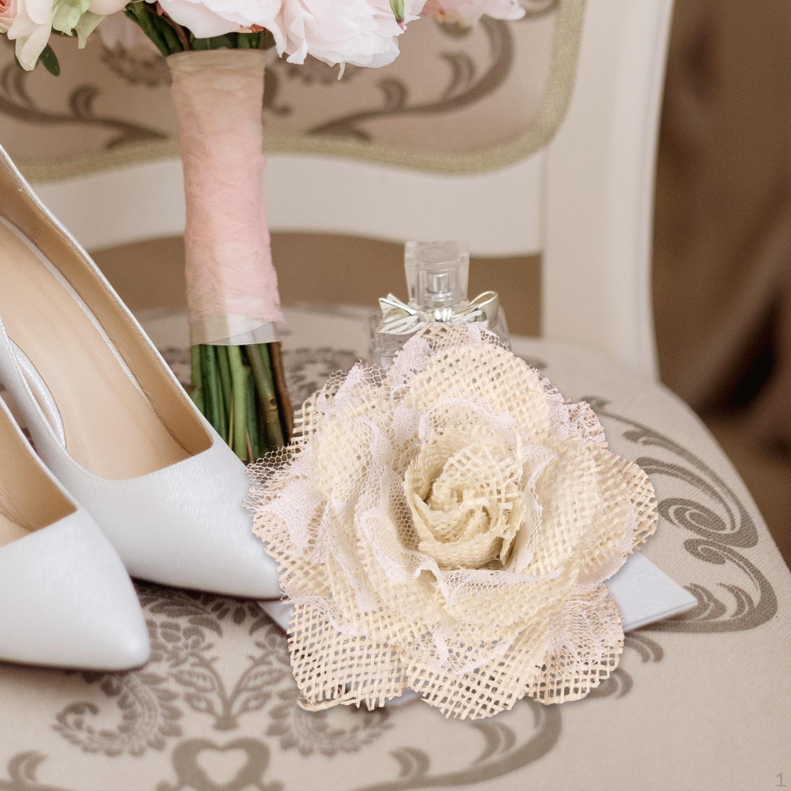 Мешковина цветок ремесло голова ручной работы свадебный декор DIY для планировщика 6.5cm — фото 8