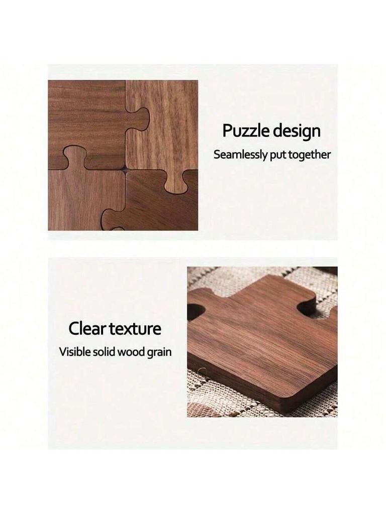 1pc wooden puzzle shaped coaster, solid wood insulation pad, suitable for coffee, tea cups, cups - natural wood beverage.