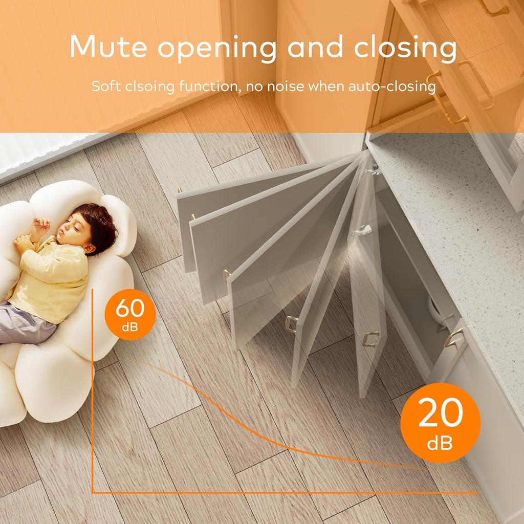 6 Pack Soft Close Cabinet Hinges 40mm Cup 1-1/4 Inch Overlay Kitchen Cabinet Hinges 95 Degree 3-Way Adjustment Self Closing Cabinets Door Hinge