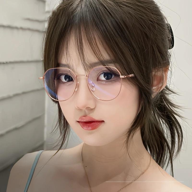 4PCS New Metal Round Full Frame Eyeglasses Anti Blue Light Retro Round Computer Glasses Anti Blue Light Radiation for Women
