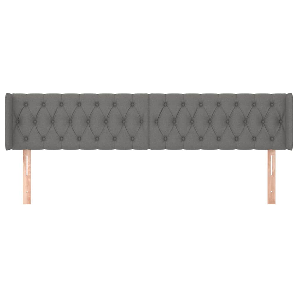 vidaXL Kopfteil mit Ohren Dunkelgrau 183x16x78/88 cm Stoff