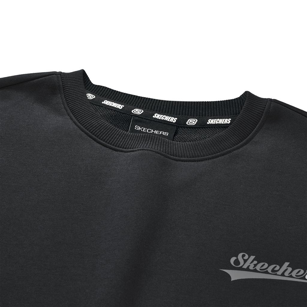 Skechers S-Color Solid Color Round Neck Pullover Knitted Sweatshirt Unisex sweatshirt Carbon-Black L323U181-0018