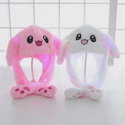 Plush Rabbit Hat with Moving Ears - Cute, Warm, and Luminous for Adults and Kids, Perfect for Autumn and Winter
