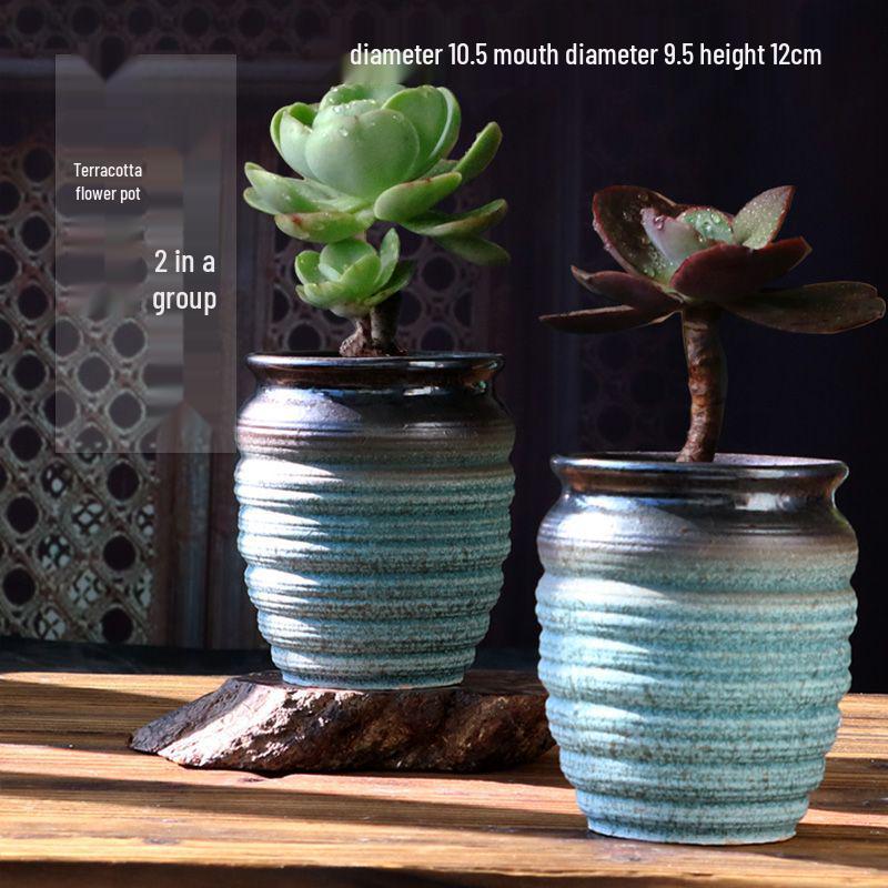 Succulent Ceramic Stump Pot: Retro Terracotta, Breathable & Water-Absorbing, Creative Small Flower Planter