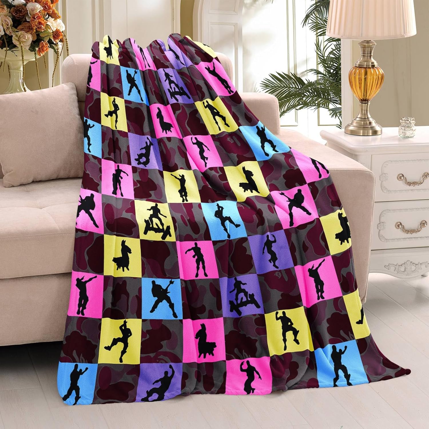 

Cozy Flannel Throw Blanket Soft GamesThemed Decor for Kids Teens and Adults Perfect for Birthday Gifts Grey x Inches 40x50in