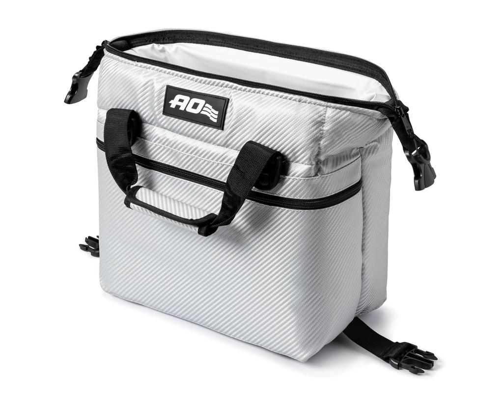 AO Coolers 12-Pack Carbon Soft Cooler, Silver, 11L, Stain-Resistant, Lightweight, Insulated Cooler BoxCold Bag for Outdoor Activities, Camping,