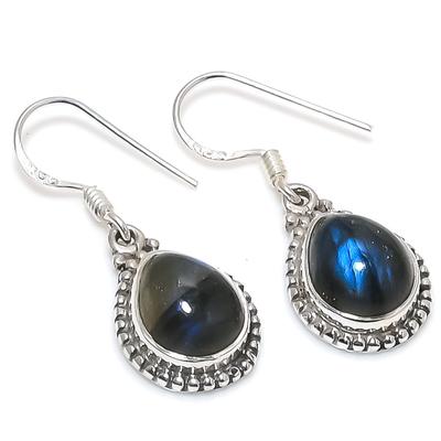 Natural Labradorite Gemstone 925 Solid Sterling Silver Gift Earring 1.25" J3k23