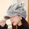 New Style Rabbit Fur Octagonal Hat Women's Fashionable Plush Hat Cat Ear Thermal Cap Wide-Circumference Head Wrap