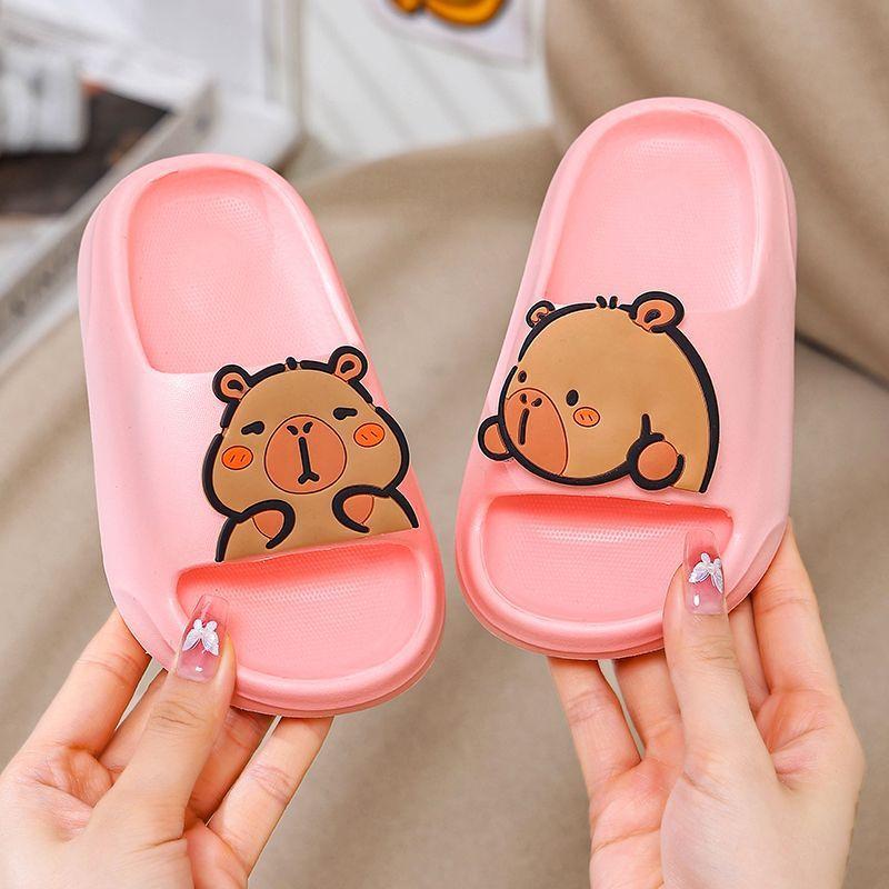 Cute Capybara Slippers For Boys Soft Non Slip Summer Home Bathroom Sandals Comfortable Indoor Outdoor Footwear For Kids