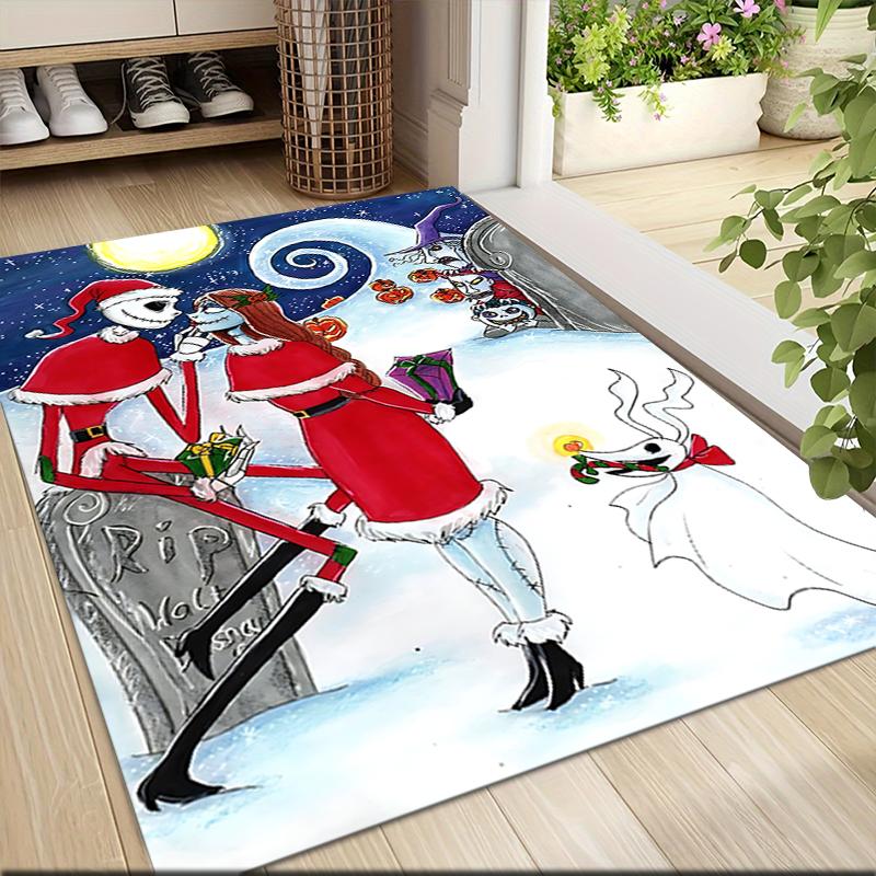 1Pc Jack Sally'S Winter Romance Carpet Rug Soft Washable Antislip Home Living Room Sofa Mats Personalized Christmas Rug