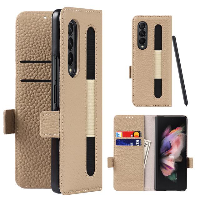 Leder-Geldbörse mit Stiftschlitz für Samsung Galaxy Z Fold 3, Hülle mit Kartenfächern, Klappständer, S-Pen-Halter für Z Fold 3 5g