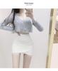 Dongdaemun Sexy Lace Trim High Waist Slimming Mini Skirt for Women