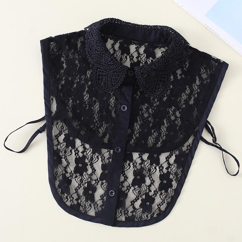 

Ложный воротник, женская кружевная жаккардовая рубашка с воротником из шифона, милый стиль, универсальный свитер, воротник B586 B587 Black