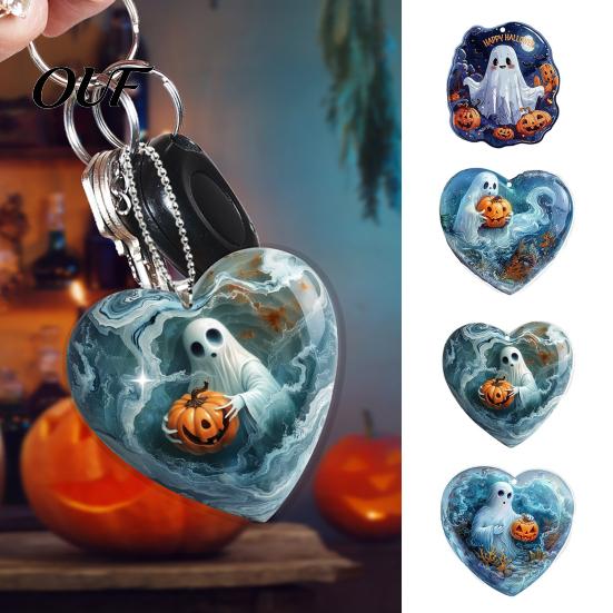 Kids Halloween Party Giveaways Ghost Keychain, Spooky Pumpkin Keyring Pendant, Holiday Themed Supplies Cute Heart Bag Charm for Backpacks, Handbags,