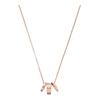 Signature Three Rings Kissing C Series Glass Brass Necklace Women’s Rose Gold