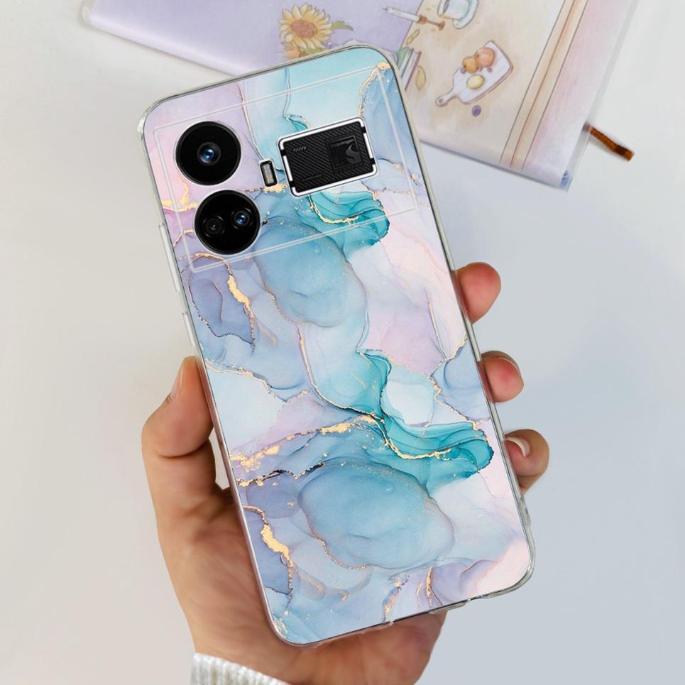 Pro Realme GT5 Pouzdro Průhledné Silikonové Měkký TPU Kryt Pro OPPO Realme GT 5 RealmeGT5 Pouzdra Květinové Mramorové Želé Nárazník Coques