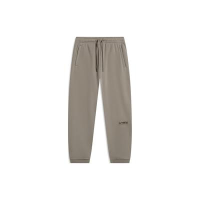 Li Ning Sports Lifestyle Series Solid Color Cuffed Fleece Knit Sweatpants Men Bottoms Brown AKLTB13-3