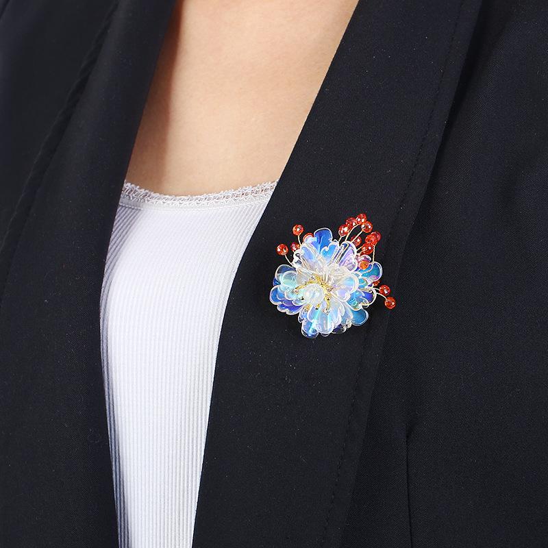 Handgefertigte glasierte Achat-Blumenbrosche Retro Promi-Temperament High-End Anstecknadel Cardigan-Accessoires