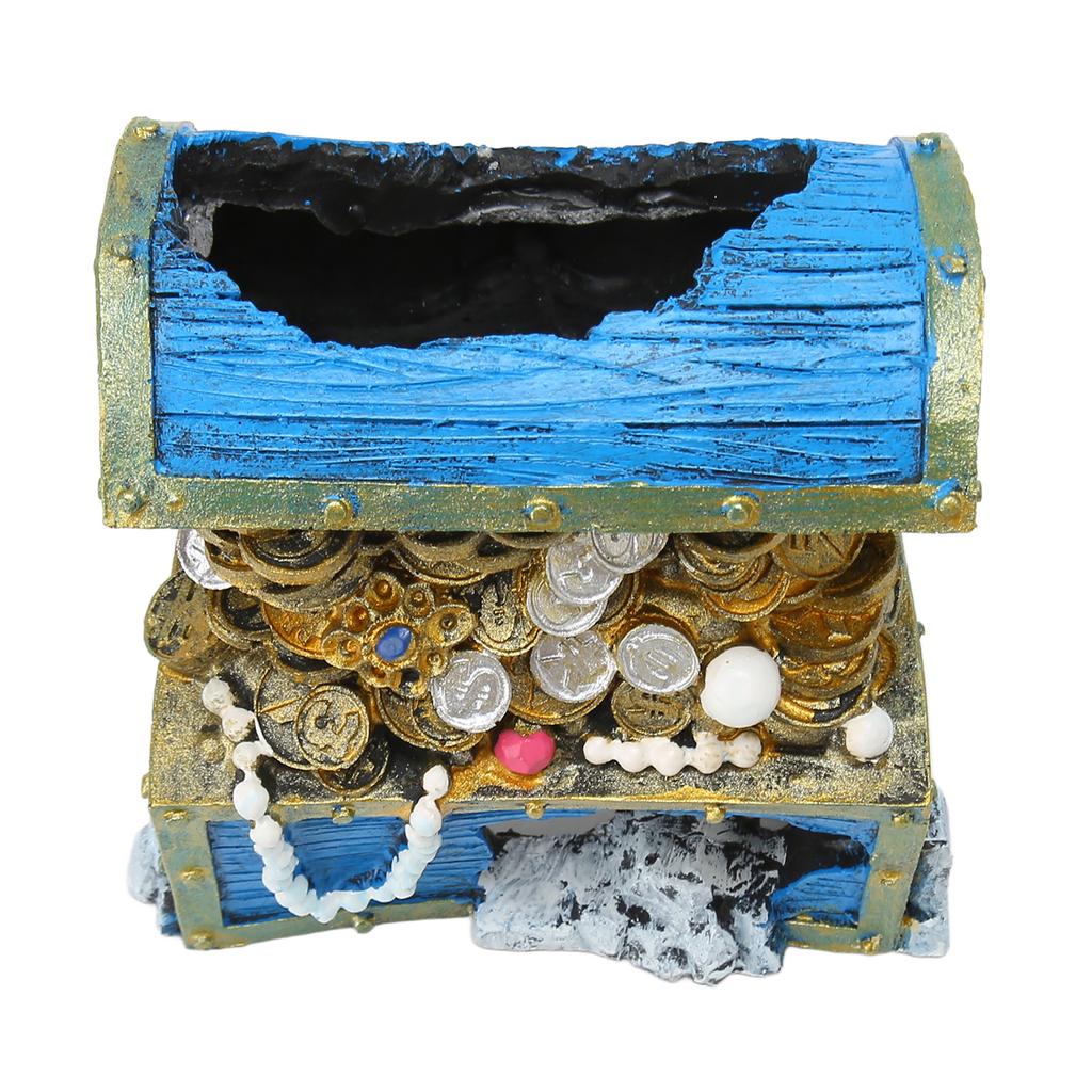 Aquarium Treasure Chest Ornament Resin Treasure Chest Box Hideaway for Fish Tank Landscape