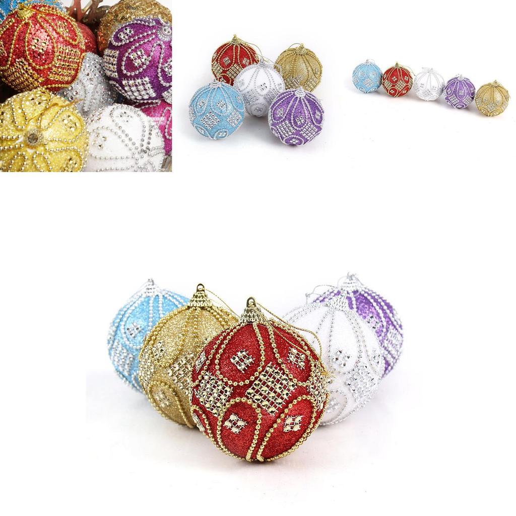 Glitter Christmas Rhinestone Baubles Balls Xmas Tree Ornament Decoration 8cm Hot
