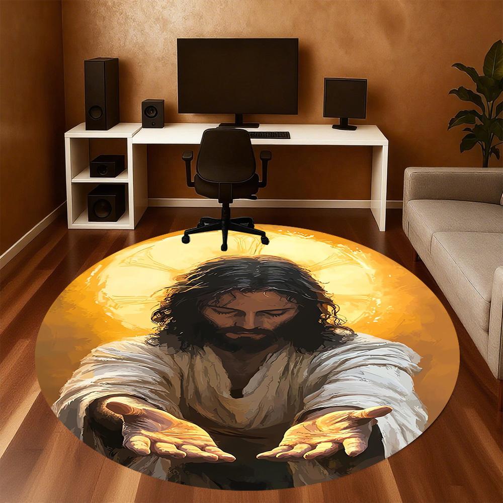 1 Stück Andächtige Leichte Hände Runde Stuhlmatte Teppich - Rutschfest, Fußmatte für Büro, Schlafzimmer, Heimdeko Weihnachtsgeschenk c0528122