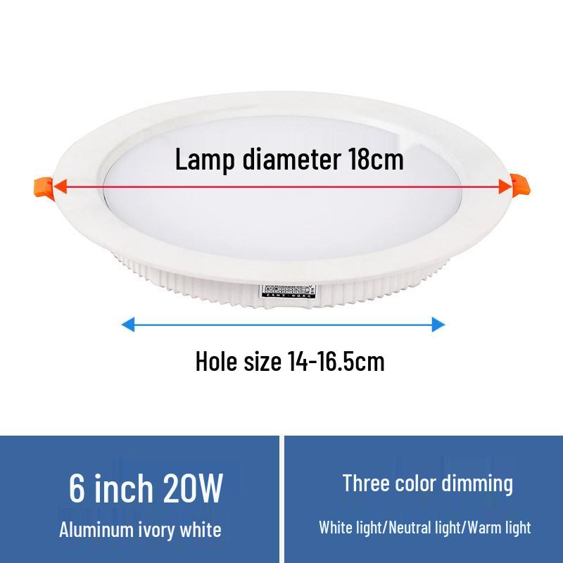 ספוט תקרה שקוע LED 12W תלת-צבעי ניתן לעמעום - סופר בהיר 6 אינץ'