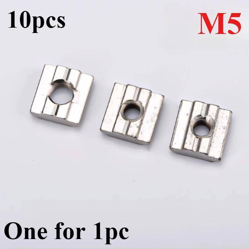 10pcs/set T-Track Sliding Hammer Nut T Block Square Nut Standard Ship Type Nut Screw M3 M4 M5 M6 Automotive Components