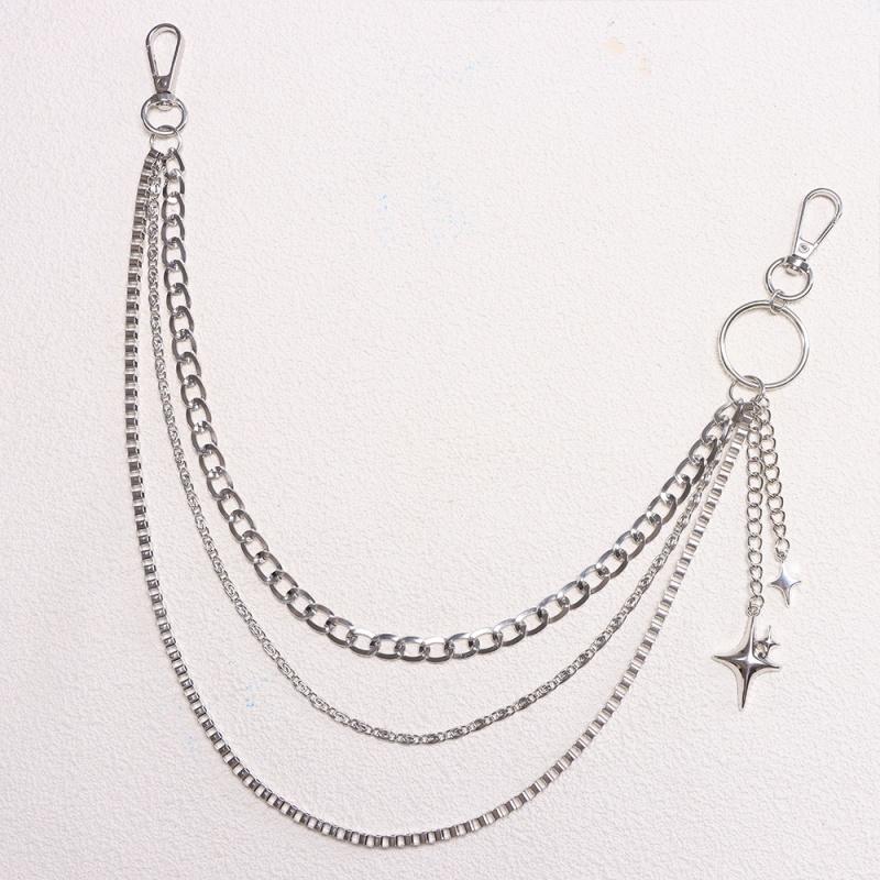 Punk Multilayer Metal Star Pendant Pant Belts Chain Hip Hop Waist Keychains Jeans Chains Women Trendy Jewelry Accessories Gifts