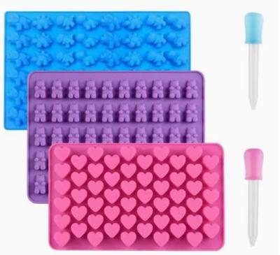 Set Stampo per Caramelle in Silicone Mini Orsetto Dinosauro Stampo per Fondente con Contagocce Fai da Te Torta al Cioccolato 55