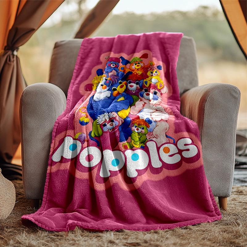 Popples Flannel Blanket Soft Warm All-Season Throw, Design for Camping, Car Travel, Hiking Sofa, Bed, Office Perfect Gift for Parties