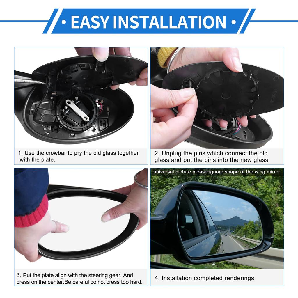 Motoforti Right Passenger Side Heated Mirror Glass Replacement with Backplate for Land Rover Defender 2020-2024